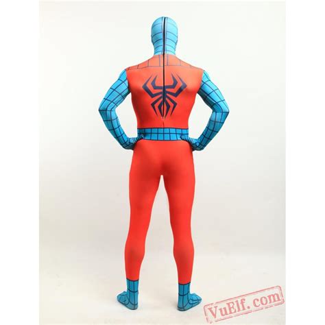 orange spiderman lycra spandex bodysuit zentai suit