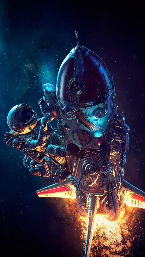 Astronaut On Rocket Scifi Wallpaper
