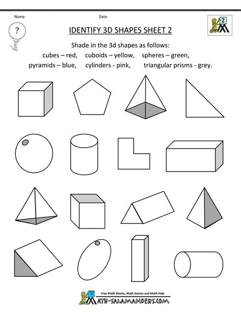 3d Shape Worksheets Identify 3d Shapes 2 1000×1294 Shapes
