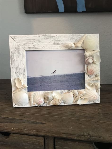 Seashell Picture Frame 5x7 Etsy Seashell Picture Frames Picture On