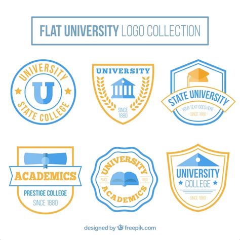 Coleção De Logotipos Da Faculdade No Design Plano Vetor Premium