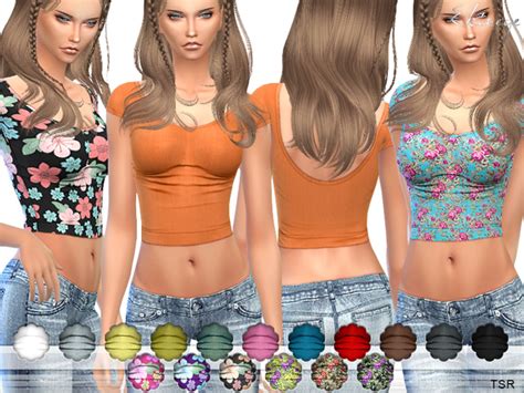 The Sims Resource Scoop Back Crop Top By Ekinege • Sims 4 Downloads