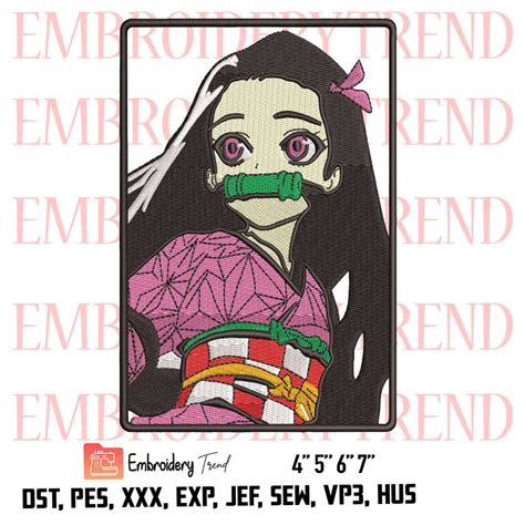 Nezuko Kamado Manga Demon Slayer Logo Embroidery Design File