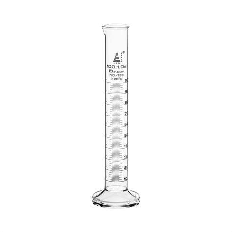 Graduated Cylinder 100ml Class B White Graduations Round Base