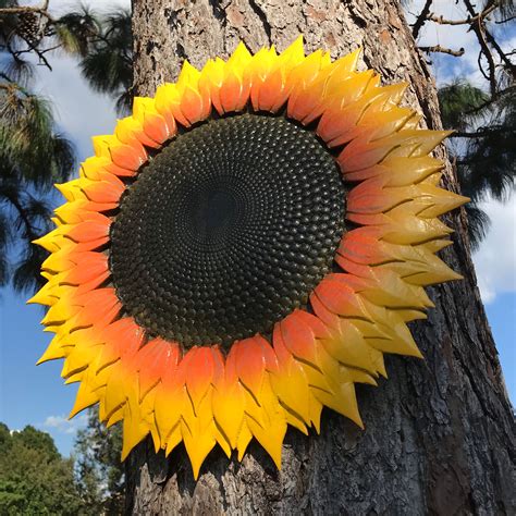 Sunflower Wood Sculpture Garden Home Decoration Custom Etsy