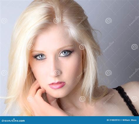 Blue Eyes Pink Lips Stock Photo Image Of Person Isolated