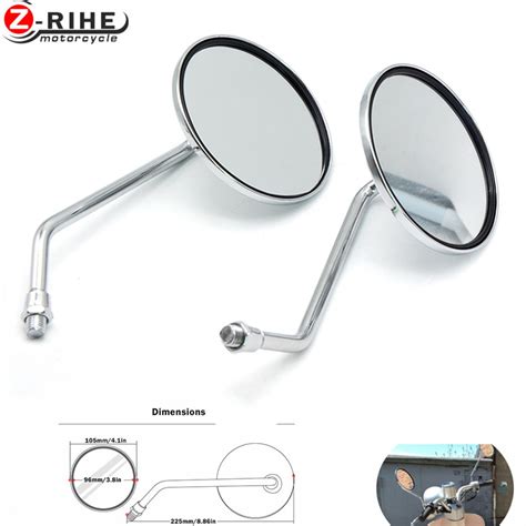 For Universal Motorcycle Accessories Mirrors Chrome Round Mirror Motorcycle Long Stem For