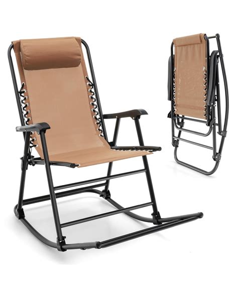 Patio Camping Rocking Chair Folding Rocker Footrest Lightweight