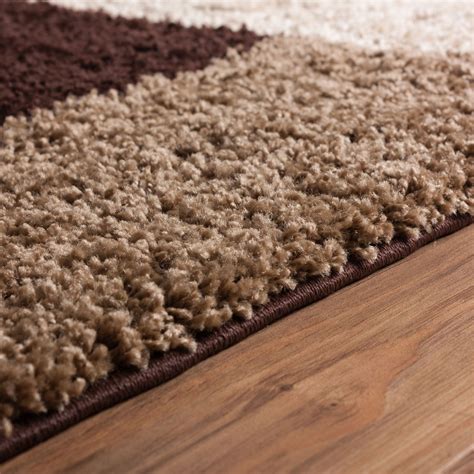 Well Woven Madison Shag Cubes Beige Brown Modern Area Rug 33 X 53