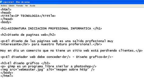 Pagina Web Html Bloc De Notas Ejemplos Opciones De Ejemplo