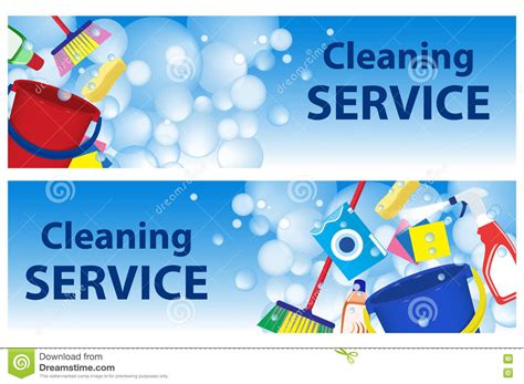 Set Banners Service Cleaning Poster Template For House Cleaning Stock