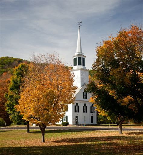 Townshend Church In Fall Stock Photo Image Of Classic 16389162