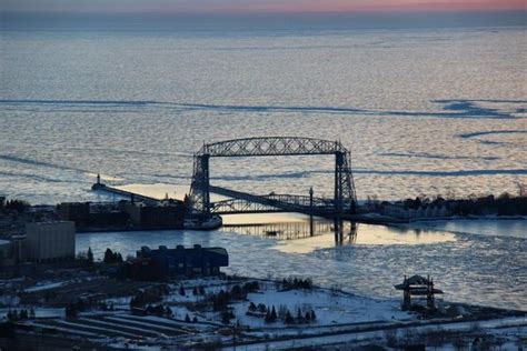 Frozen Lake Superior And The Duluth Aerial Lift Bridge Duluth Mn Miss