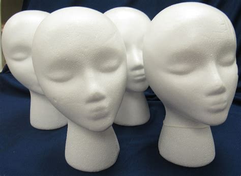 Four Styrofoam Foam Mannequin Manikin Female Heads
