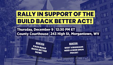 Seniors And Students To Hold Rally Urging Sen Manchin To Vote For Build
