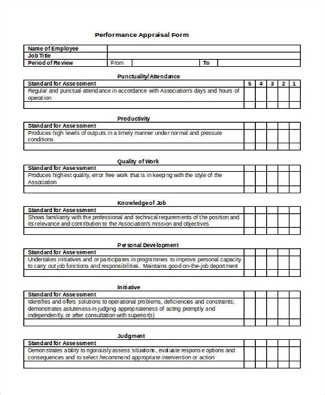 Free Simple Appraisal Forms In Pdf Ms Word