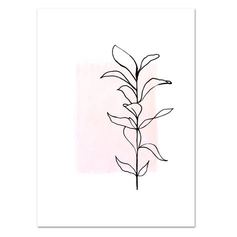 A floral tattoo is often a good first tattoo for a woman who wants something fairly subtle. minimalist planting Art - Leo La Douce A3 Paper Plant ...
