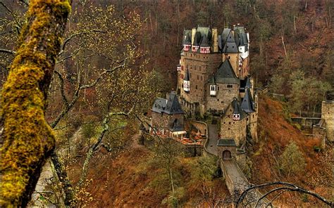 Hd Wallpaper Castles Eltz Castle Tree Architecture Autumn Built