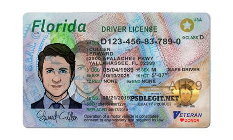 Florida Driver License Psd Template Psdlegit