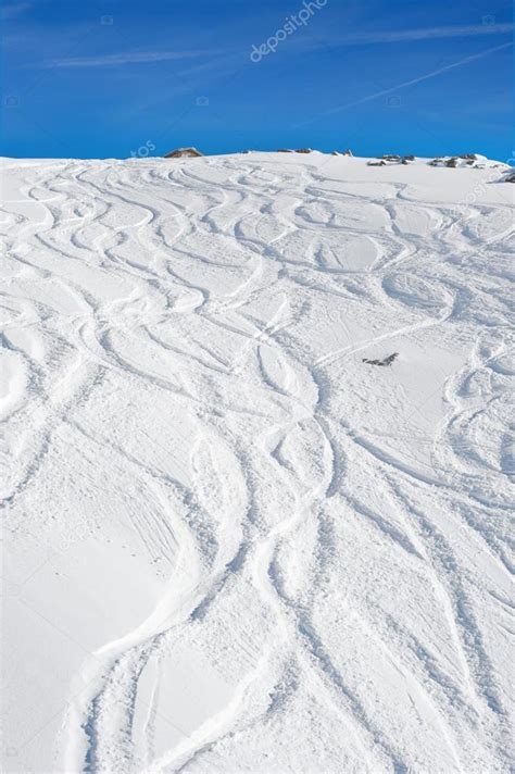 Ski Tracks On A Slope — Stock Photo © Guruxox 86155940