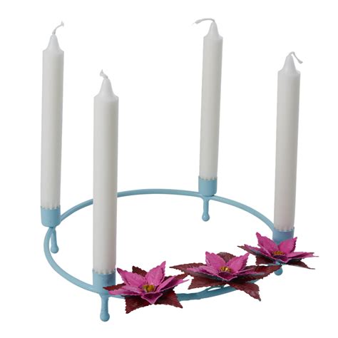 Mint And Poinsettia Metal Advent Candle Holder By Rice Dk Vibrant Home