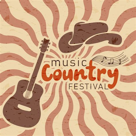 Country Music Festival Poster With Cowboy Hat And Guitar On Swirl