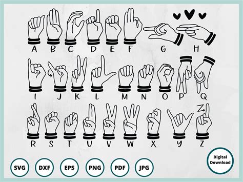 Asl Letters Freebie Svg Asl Signs Hearing Impaired English Alphabet