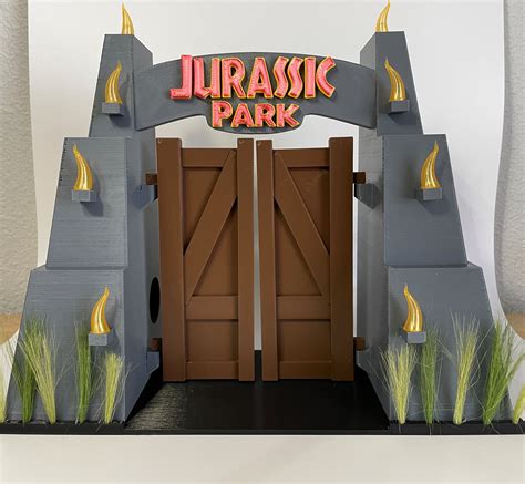 Jurassic Park Entrance Gate With Flickering Flames And Full Etsy