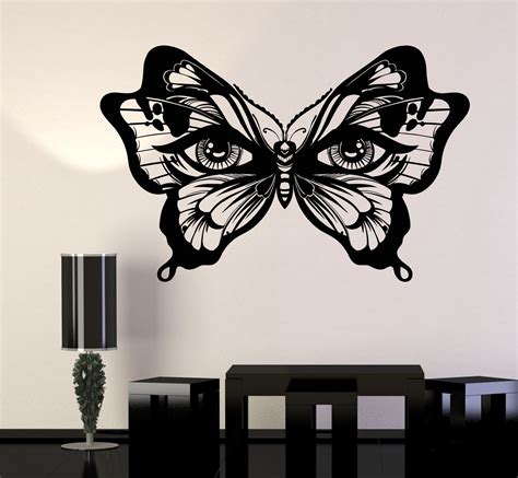 Vinyl Wall Decal Butterfly Insect Womens Eyes Art Decor Stickers