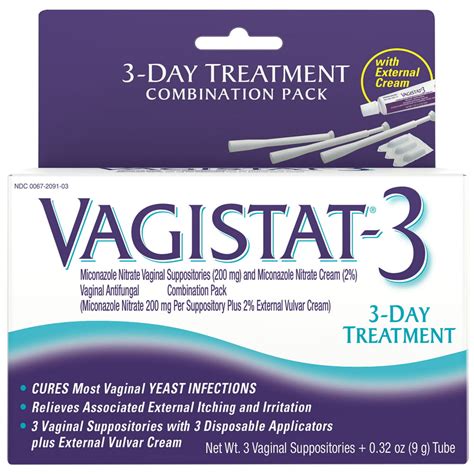 Vagistat 3 Day Treatment For Yeast Infections 3 Suppositories Miconazol Nitrate 200mg