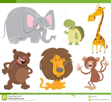 Cute Animals Cartoon Set Illustration Stock Vector