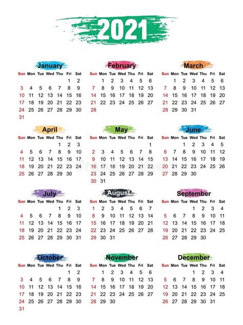 Diseño Simple De Calendario Para 2021 Años La Semana Comienza El Domingo Ilustración Del Vector