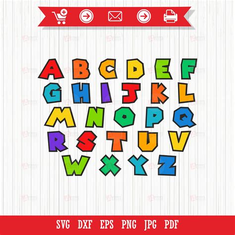 Super Mario Font Svg Mario Font Svg Super Mario Letters Etsy