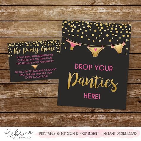 Drop Your Panties Sign Panty Game Printable Sign Bridal Shower Panties
