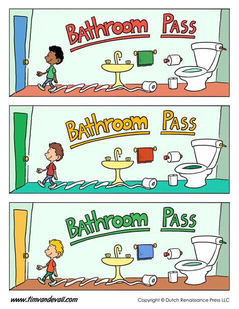 Boys Bathroom Passes Tims Printables