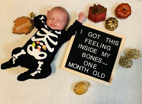 Halloween Baby Letterboard 1 Month Old Baby Milestone Photos Monthly