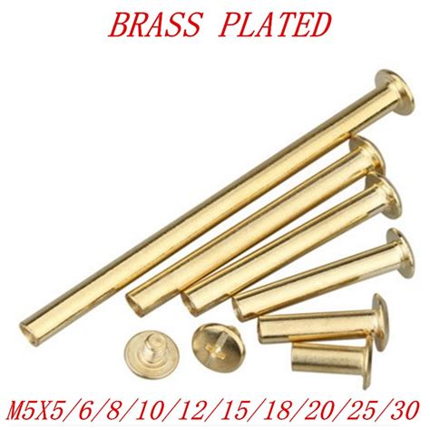 20pcslot M5x4 30 Brass Plated Sex Bolt Chicago Screw Book Binding Post