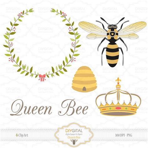 Queen Bee Clip Art Set 6 Printable Cliparts For Etsy Clip Art Art
