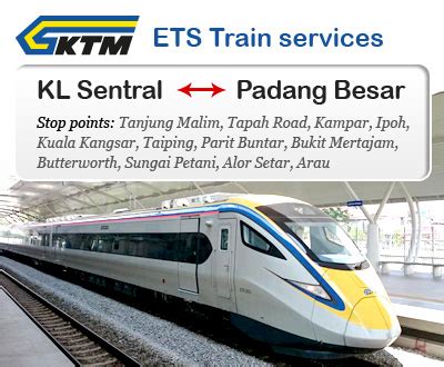 Keretapi tanah melayu berhad (ktmb) will increase two more electric train services (ets) between kuala lumpur and padang besar to meet the high demand for the service in conjunction with hari raya aidilfitri. ETS train service from Kuala Lumpur to and fro Padang ...