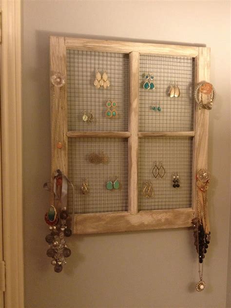 Jewelry Organizer From An Old Window Frame I Would Put The Nobs Along