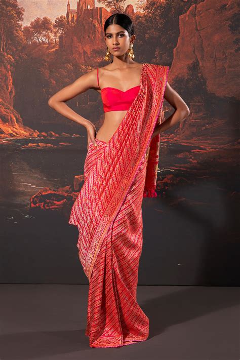 Buy Ekaya Pink Handwoven Silk Banarasi Saree With Unstitched Blouse Fabric Online Aza Fashions