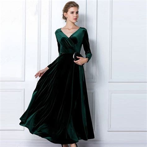 Emerald Green Long Velvet Party Formal Evening Maxi Dress Gown Incl