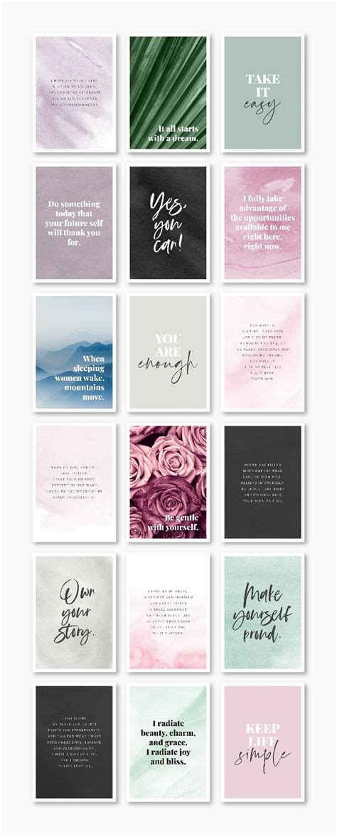 Printable Vision Board Cards Motivational Affirmations Inspirational