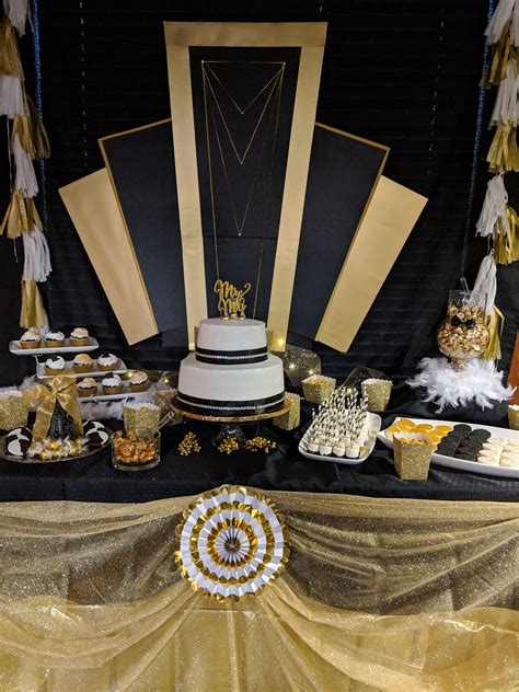 Gold Black And White Party Chicago Theme Dessert Table Black