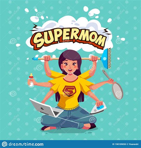 Super Mom Supermom Logo Mother Day Concept Mother Superhero Cartoon Vector CartoonDealer