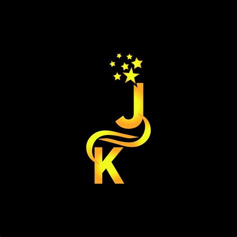 Golden Letter Jk Logo Design With Multi Star For Your Company Or