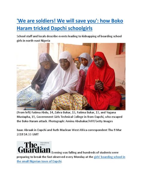 We Are Soldiers We Will Save You How Boko Haram Tricked Dapchi Schoolgirls Pdf Violence
