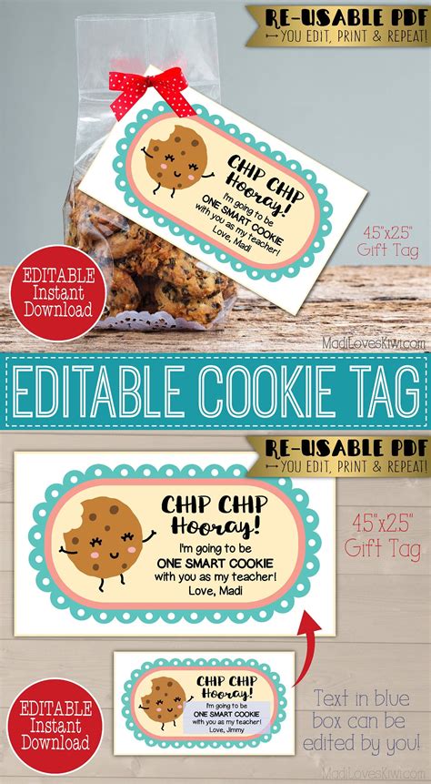 Editable One Smart Cookie Tag Printable Teacher Treat Idea Etsy
