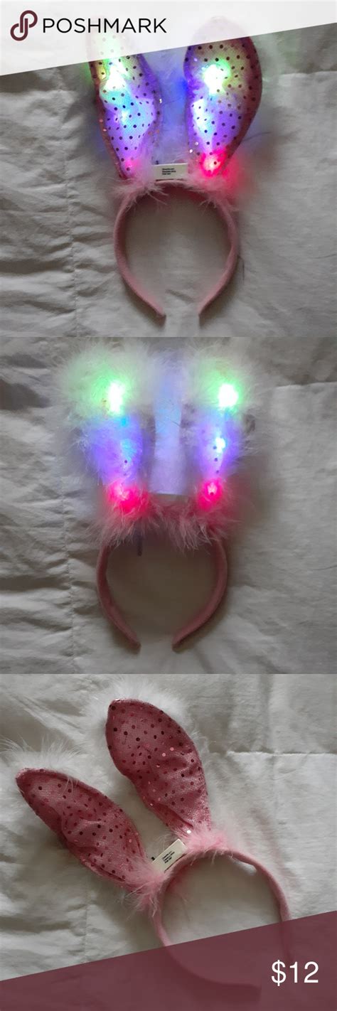 310 🥳 Pink And White Light Up Bunny Ears Bunny Ear Pink Pink Ladies