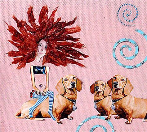 Dog Collage Pink Dachshund Animal Art Shabby Chic By Petcollage 2700